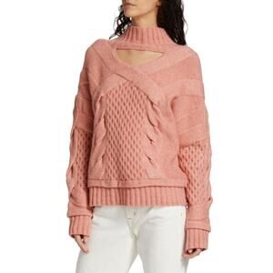 Naadam Oversized Cable-Knit Pullover Sweater Long Sleeve In Multi Size M NWT